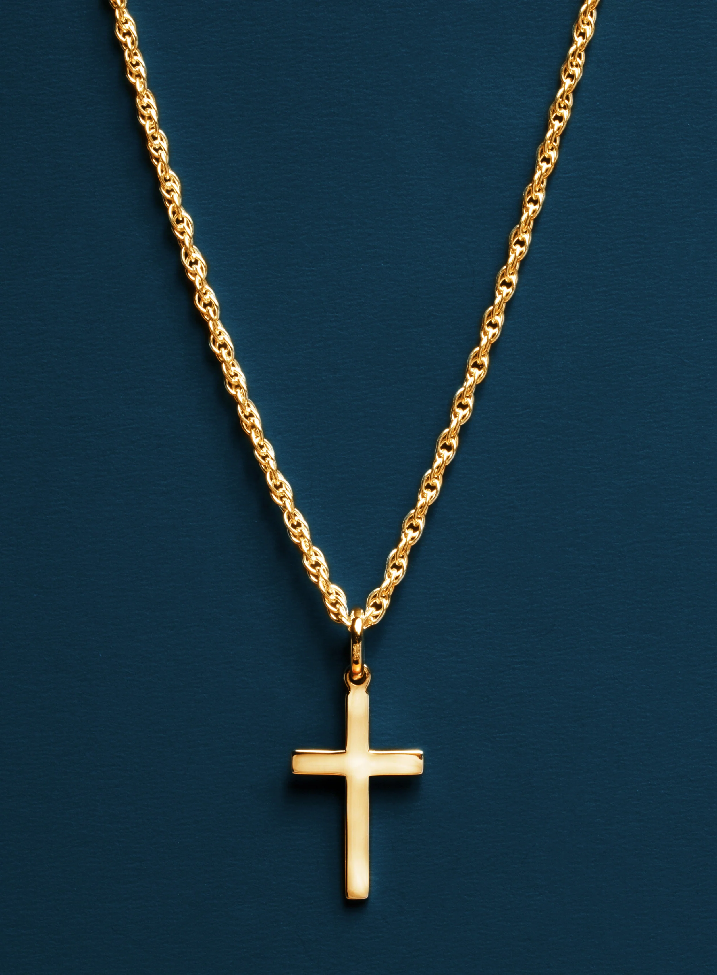 Vermeil / 14K Gold Filled Cross Necklace (Rope Chain) - Image 3
