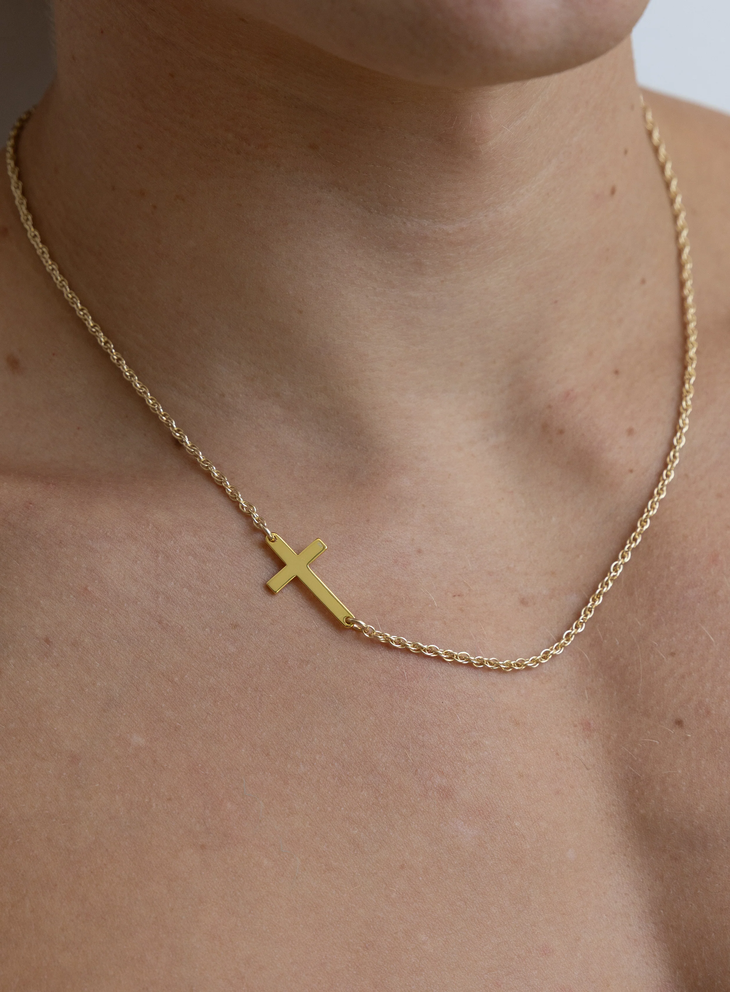Vermeil / 14K Gold Filled Sideways Cross Necklace for Men - Image 6