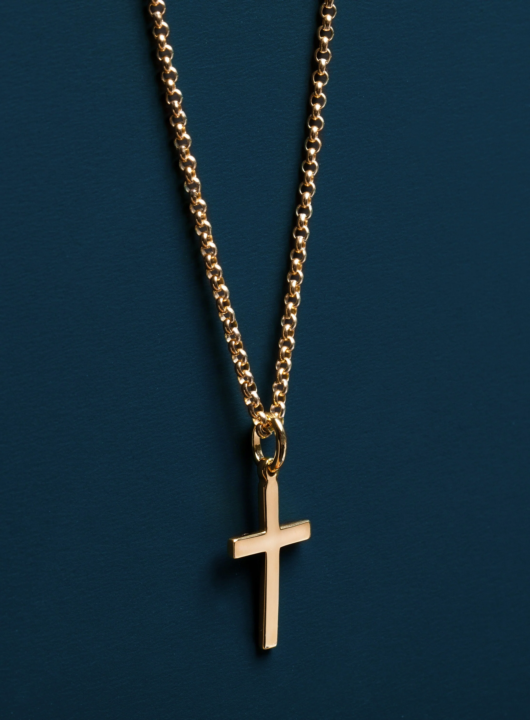Vermeil gold Cross on 14k Gold Filled Rolo Chain - Image 4
