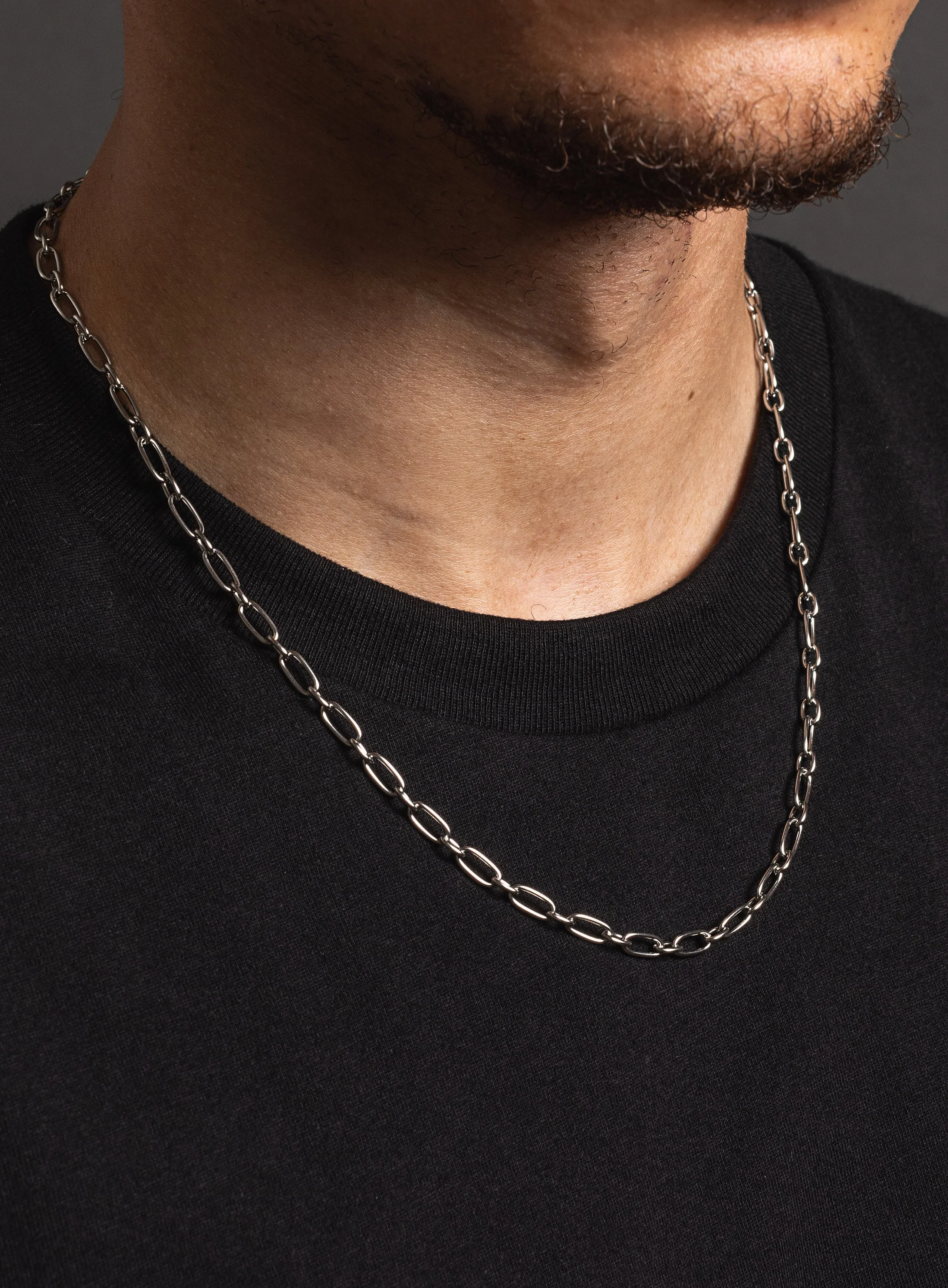 Waterproof 1 to 1 style links 4mm Oval Cable Chain Necklace