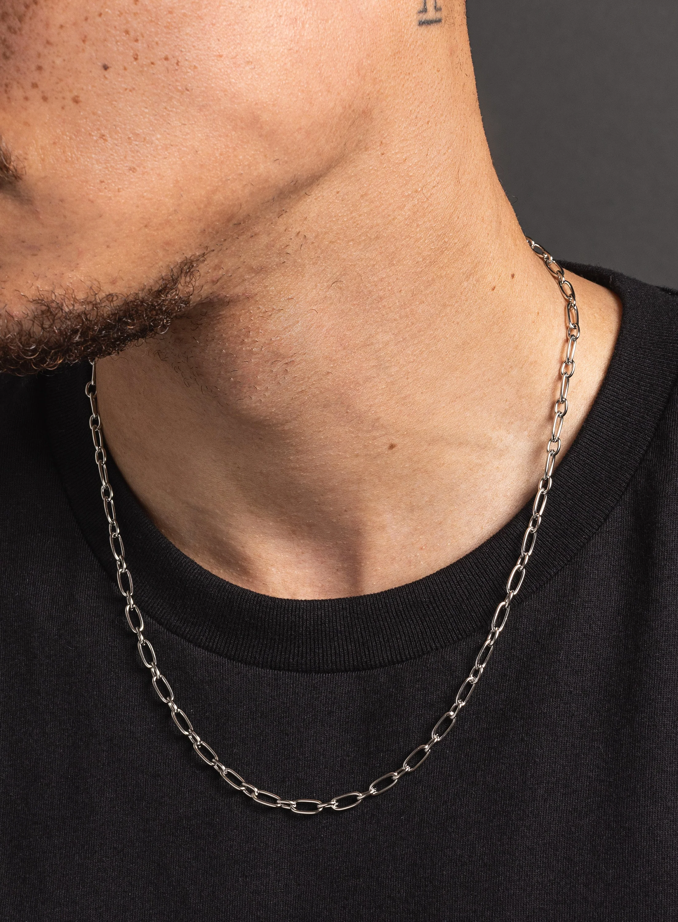Waterproof 1 to 1 style links 4mm Oval Cable Chain Necklace - Image 5