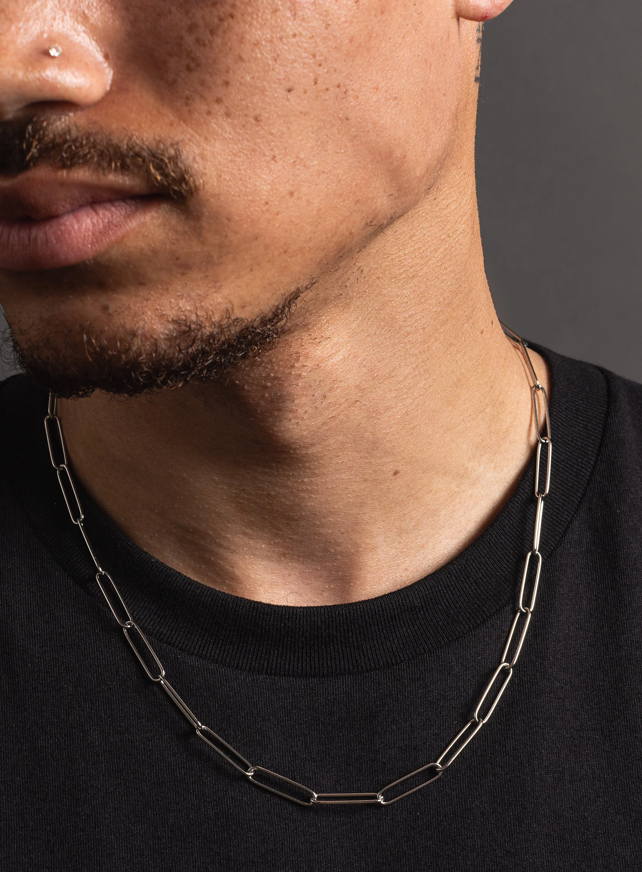 Waterproof 5mm Elongated Cable Clip Style Chain Necklace