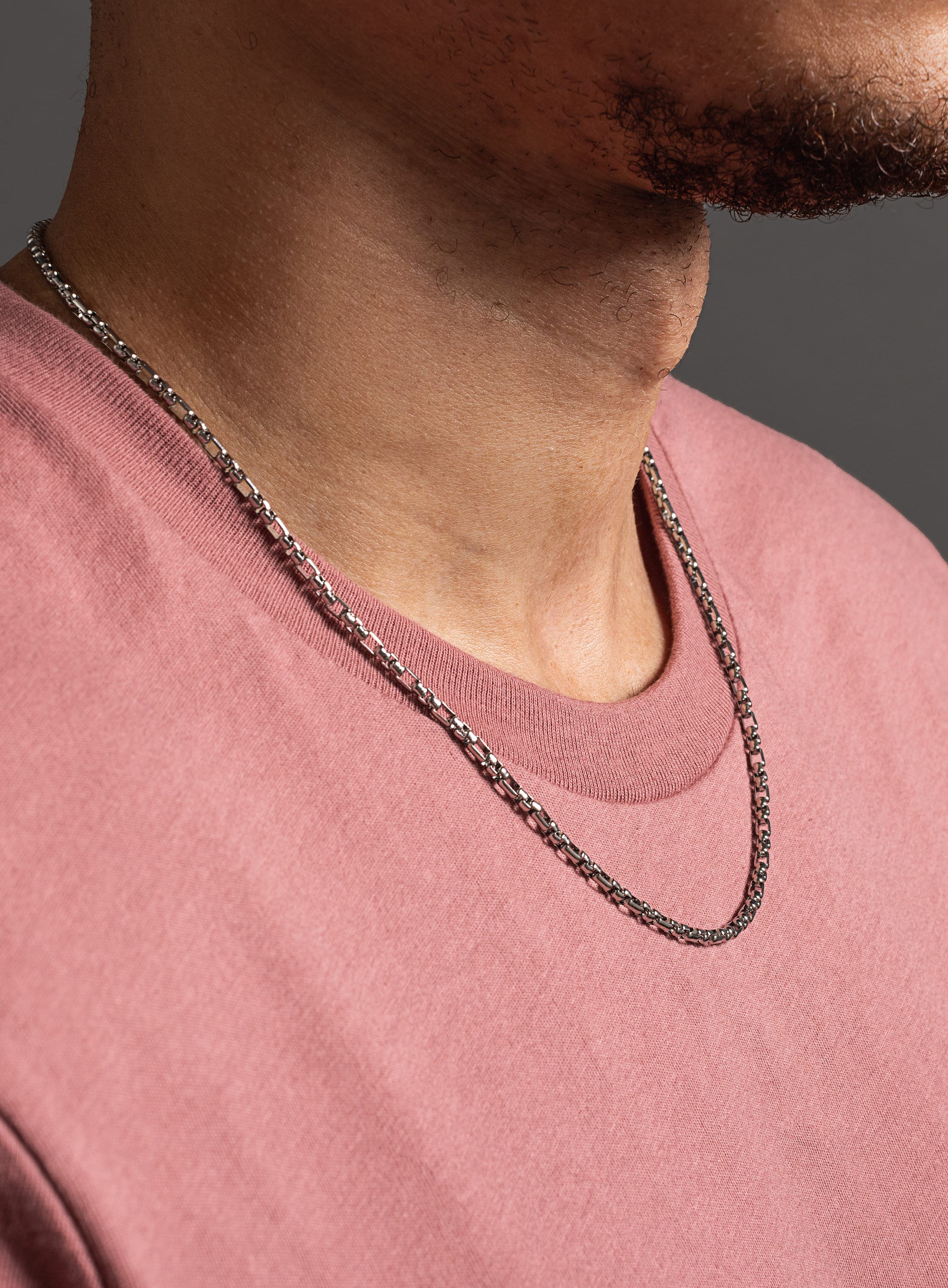 Waterproof 3mm Rounded Box 3 to 1 Stainless Steel Chain for Men