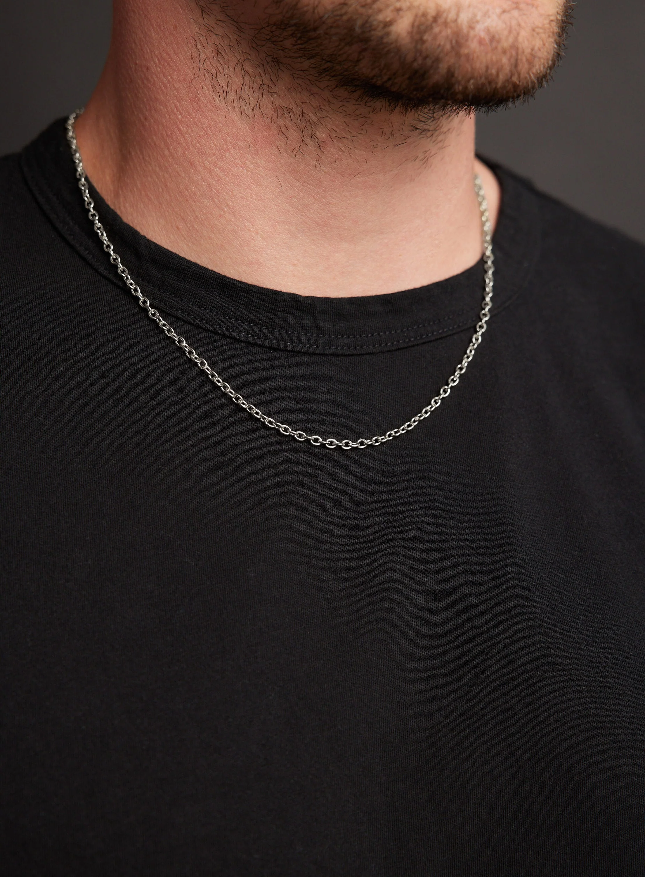 Waterproof Classic 3mm Cable Chain Necklace for Men