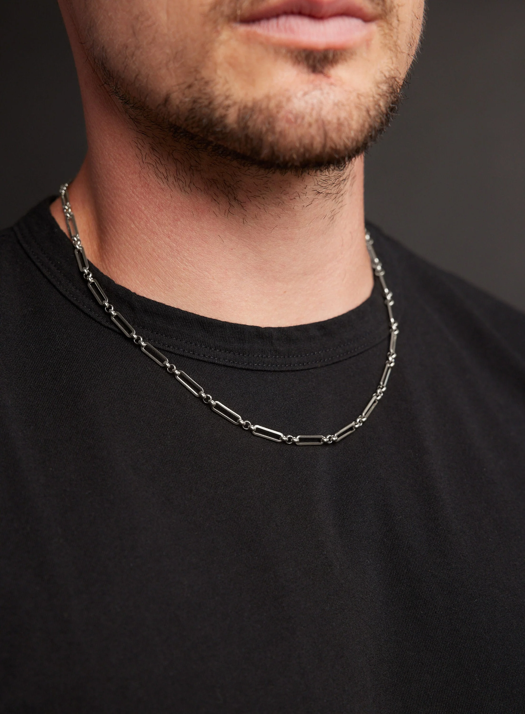 Waterproof Men's Silver Chain Necklace 4.5mm Wide