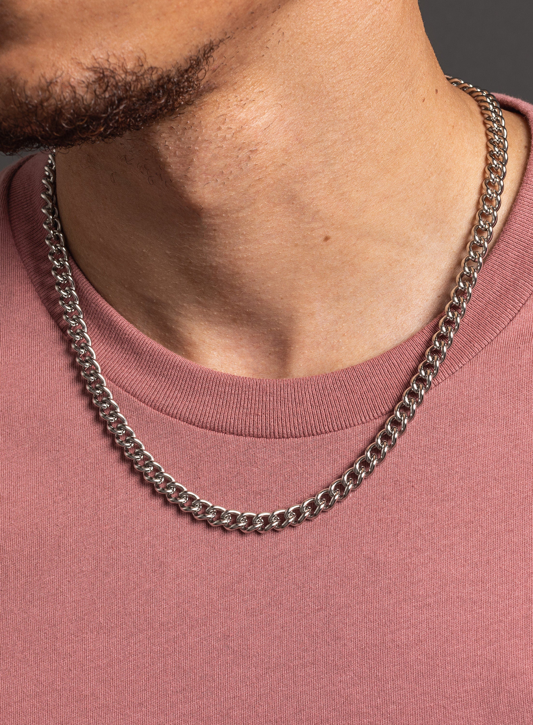Waterproof 7mm Thick Curb Style link chain for men