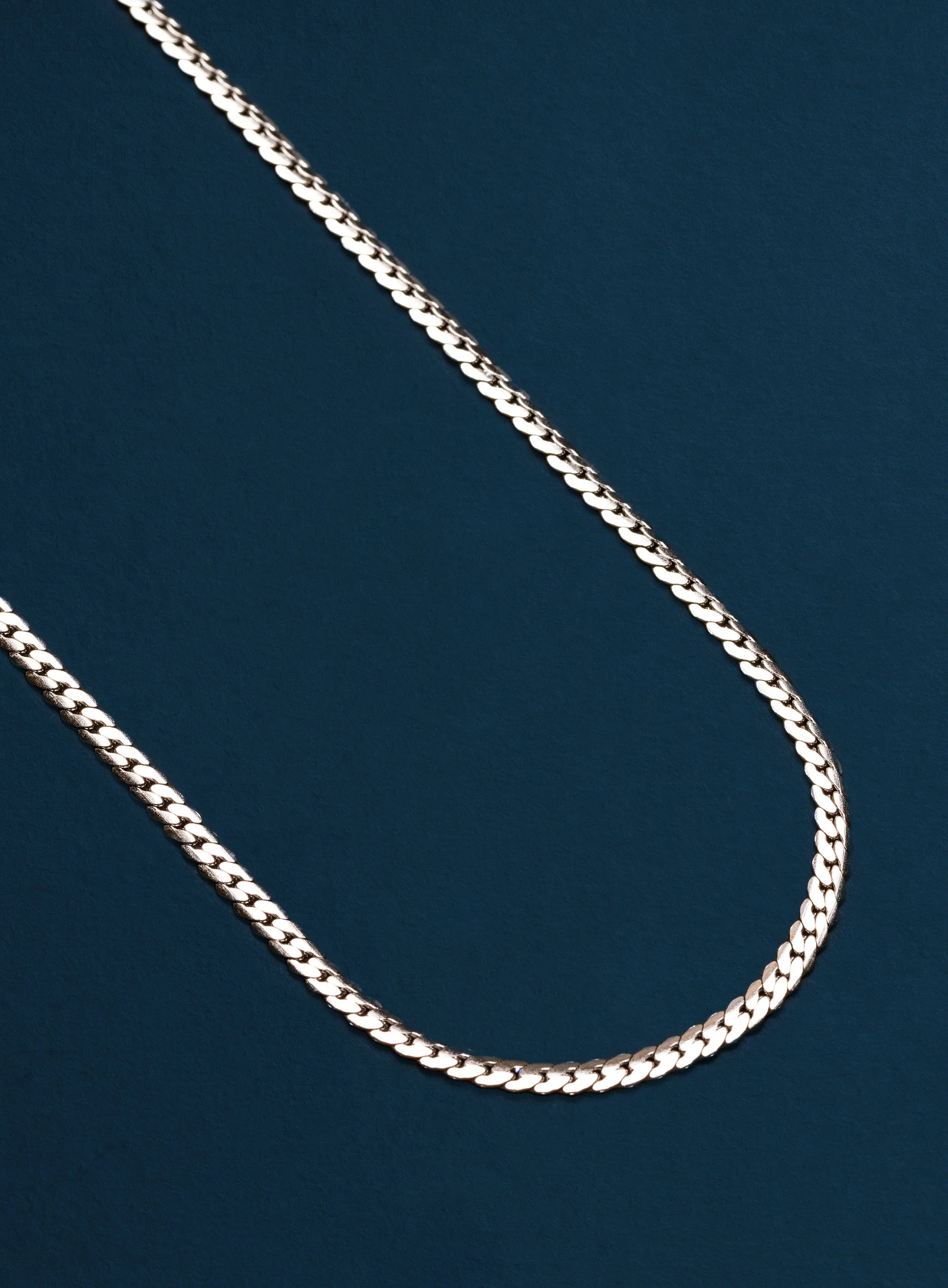 Waterproof 3mm Flat Curb Silver Stainless Steel Chain Necklace - Image 4