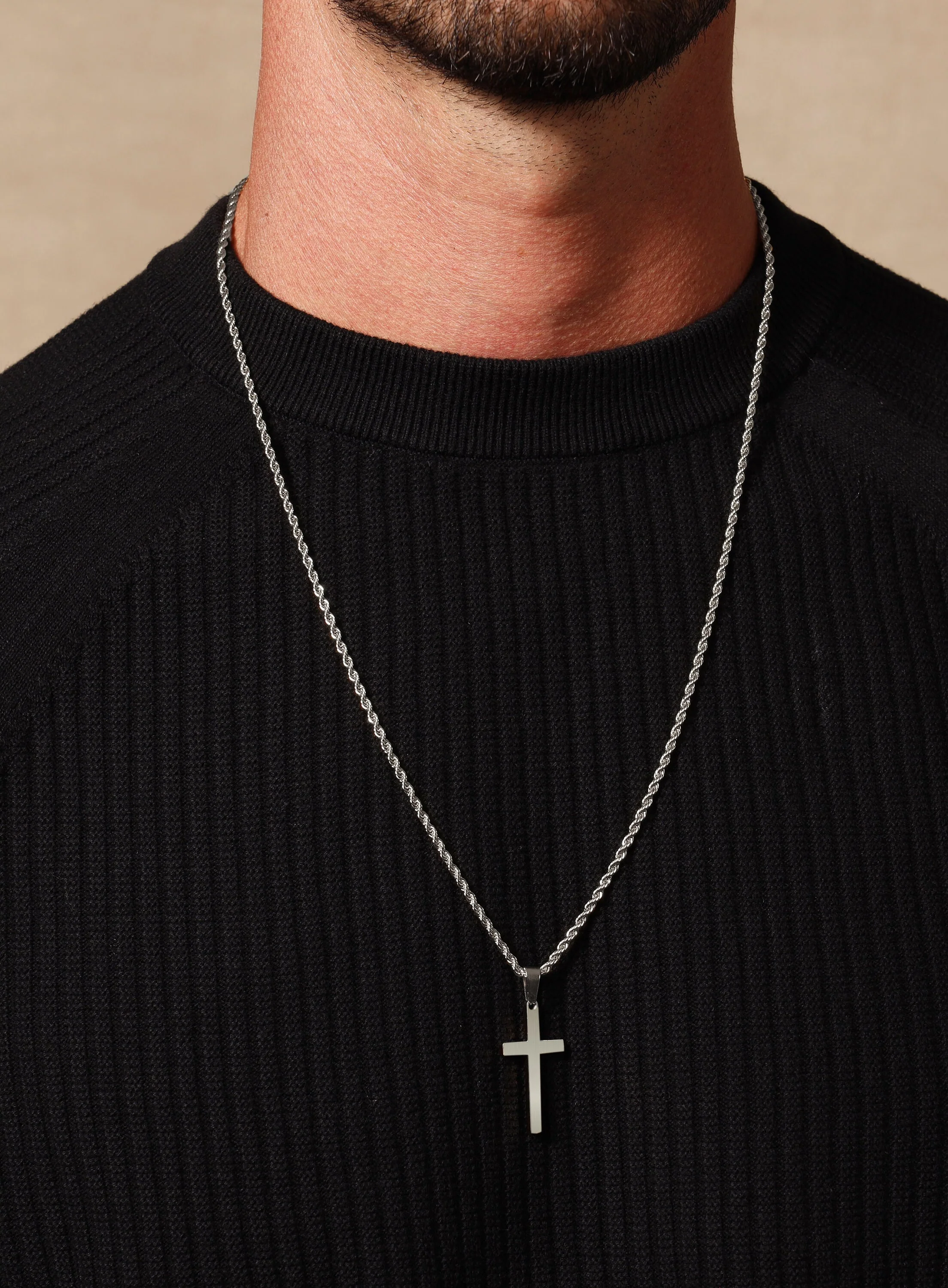 Waterproof Large Silver Cross Pendant