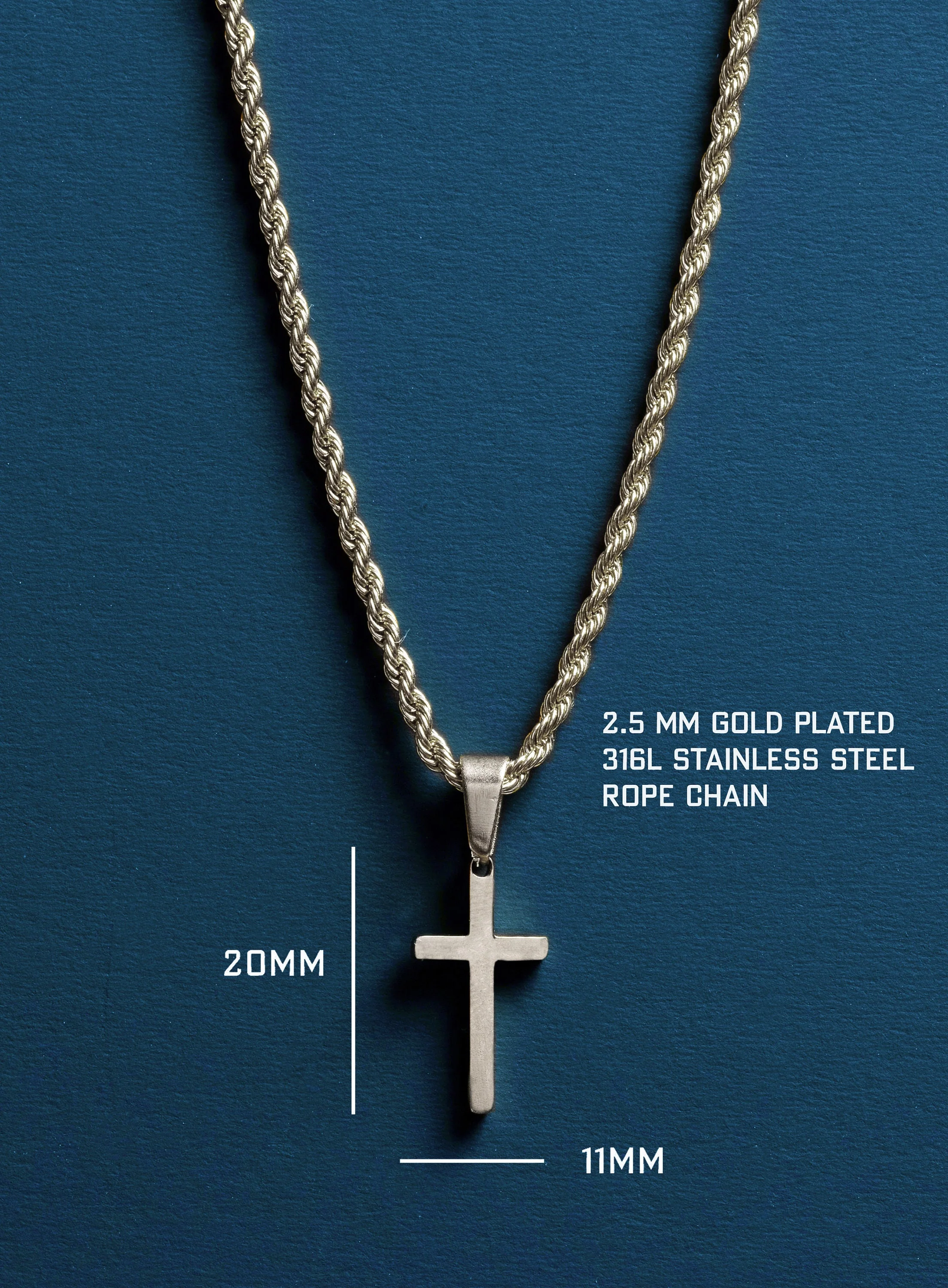 Waterproof Men's Small Silver Cross Pendant - Image 2