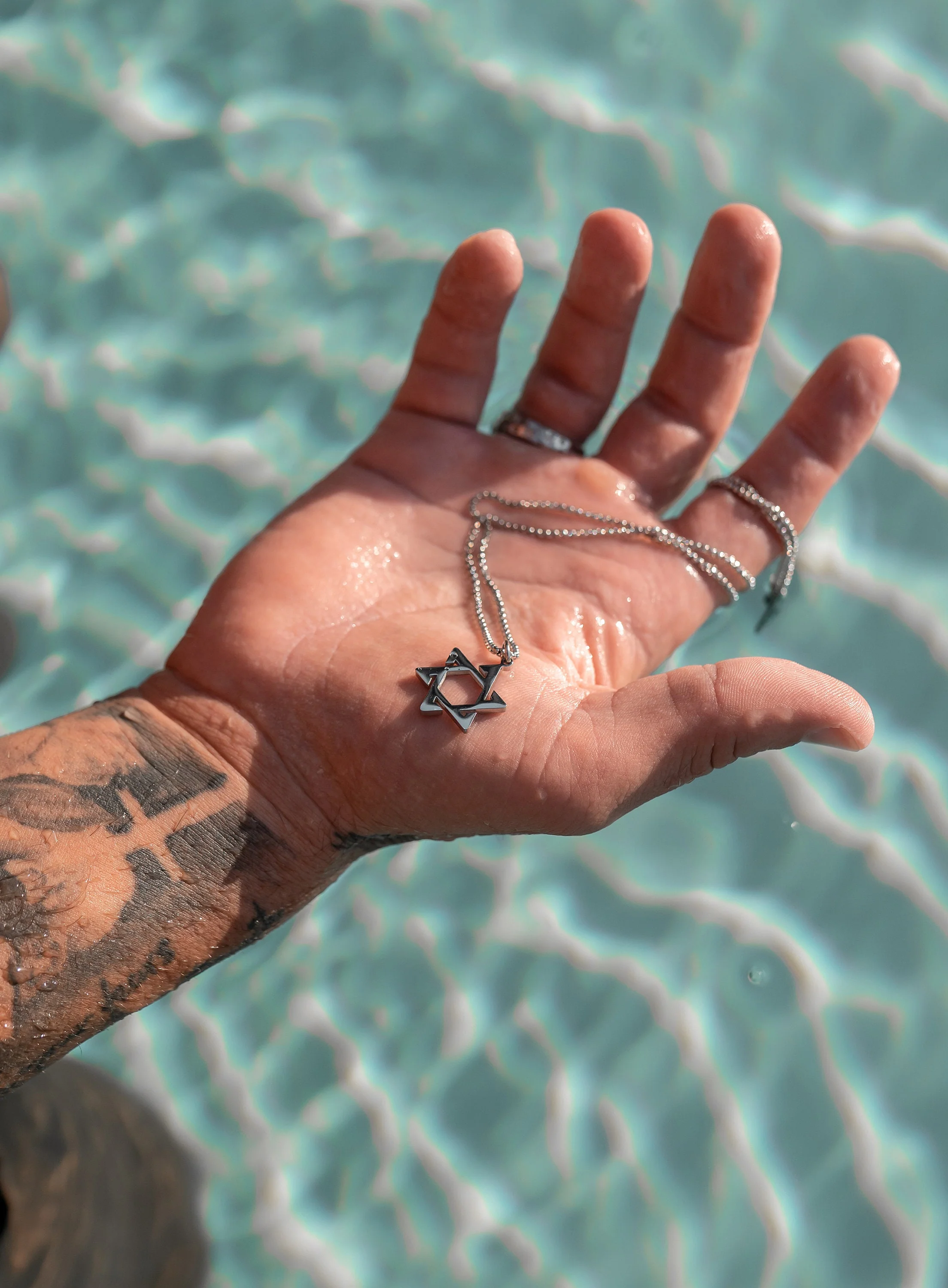 Waterproof Men's Necklace Star of David - Image 4