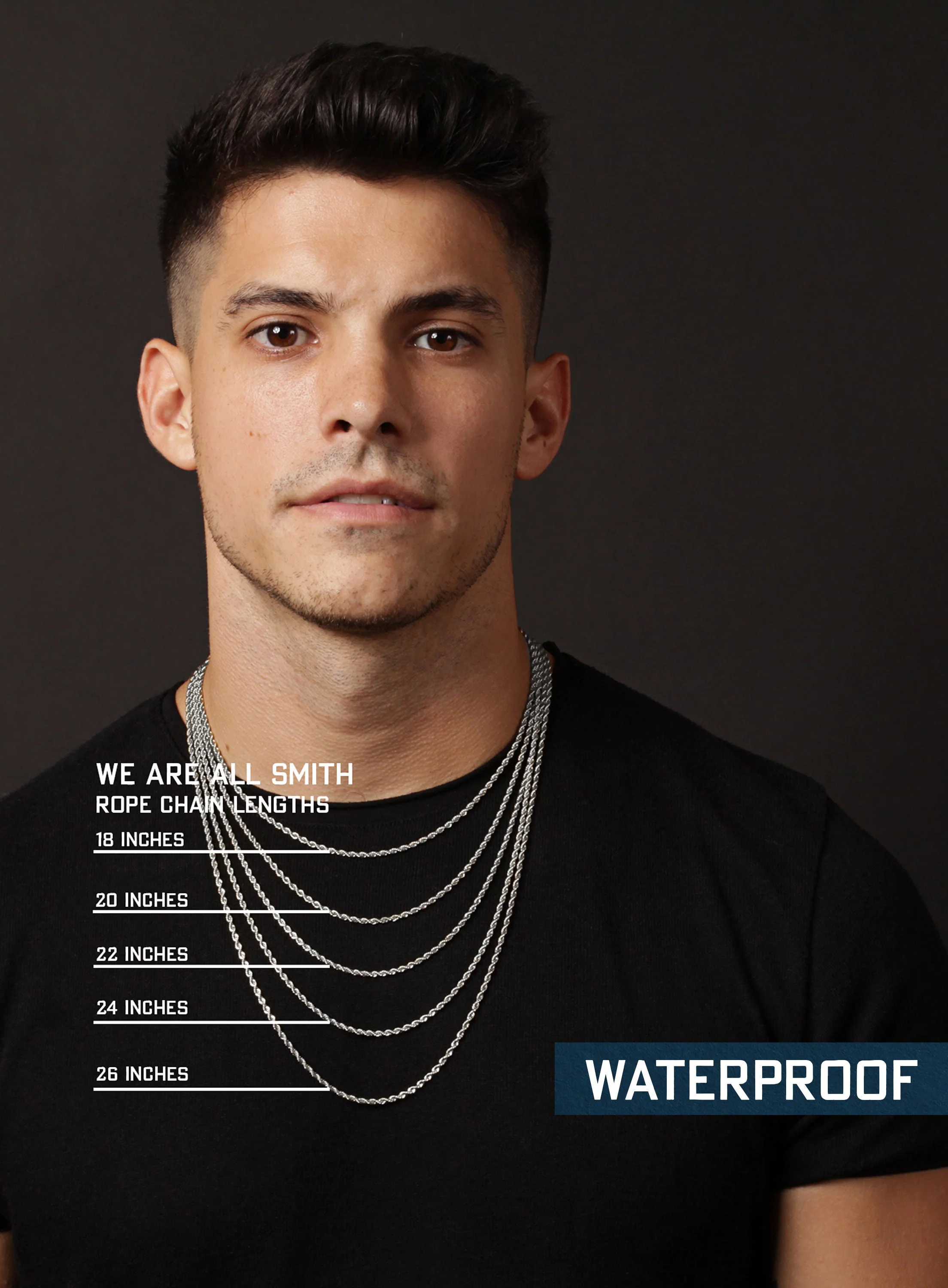 Waterproof Silver Rope chain necklace 2.5 mm - Image 13