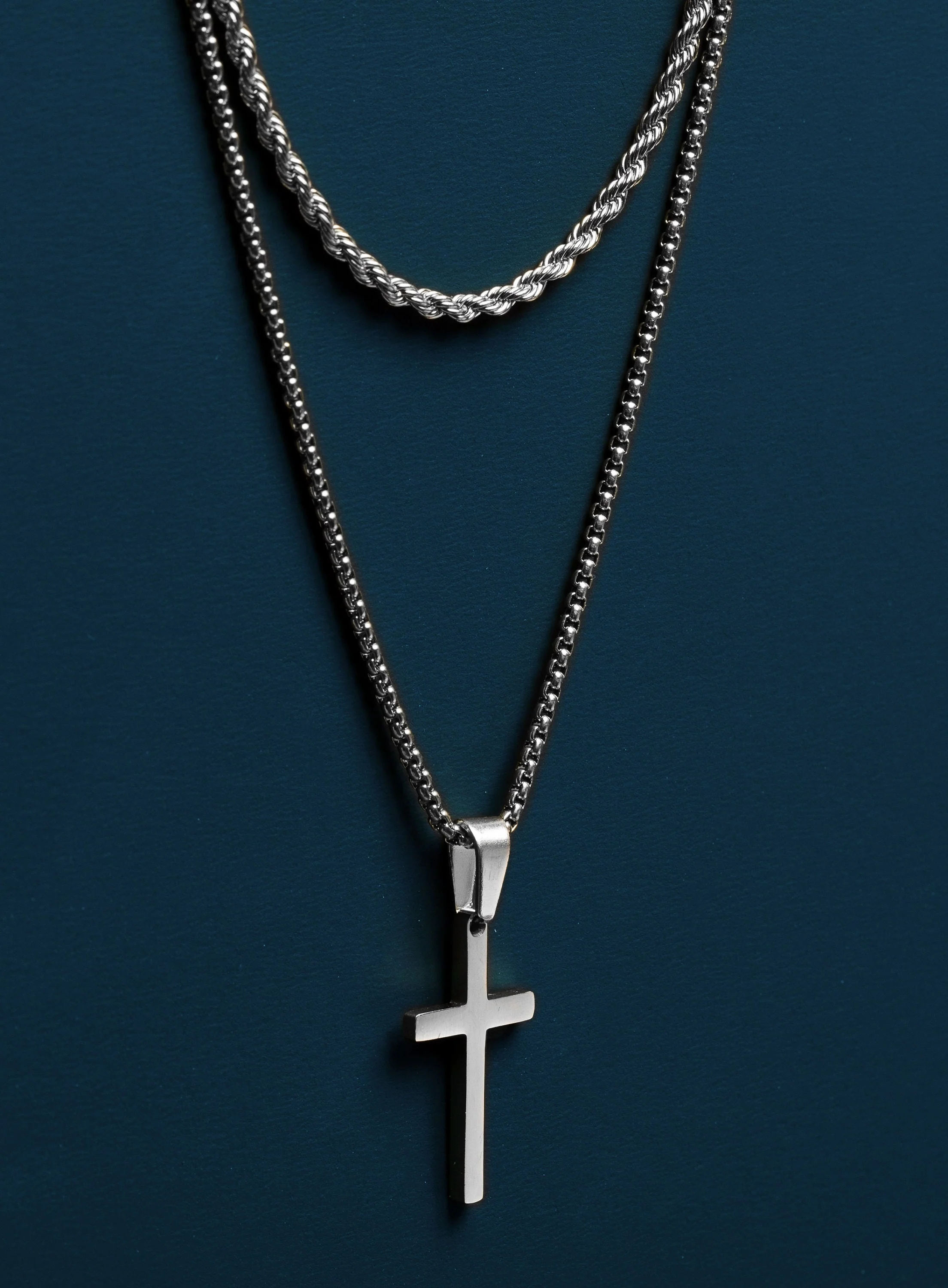 Waterproof Stainless Steel Medium Cross Necklace Set - Image 4