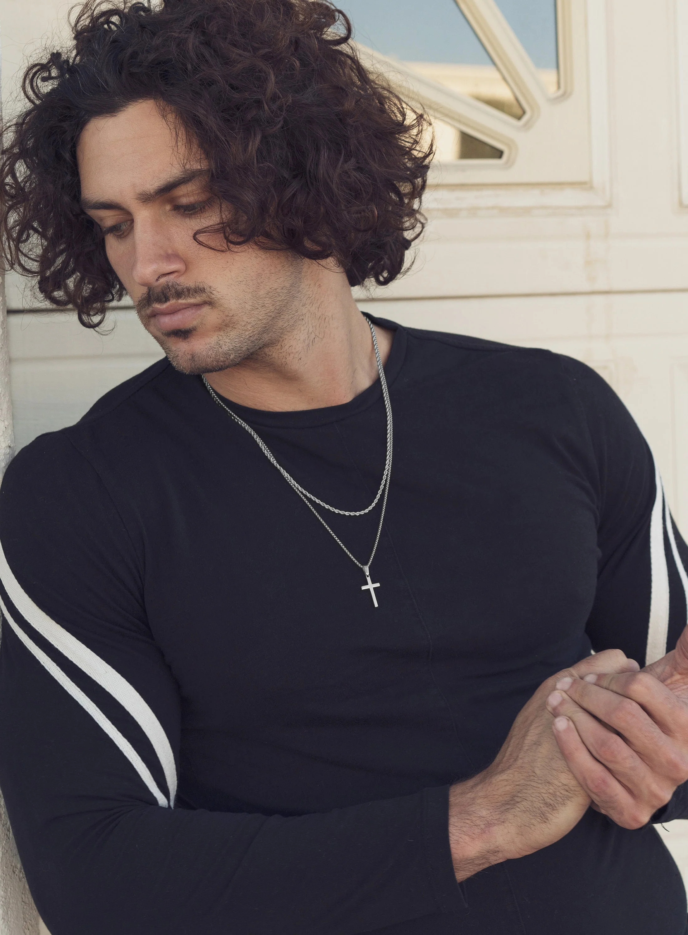 Waterproof Stainless Steel Medium Cross Necklace Set - Image 5