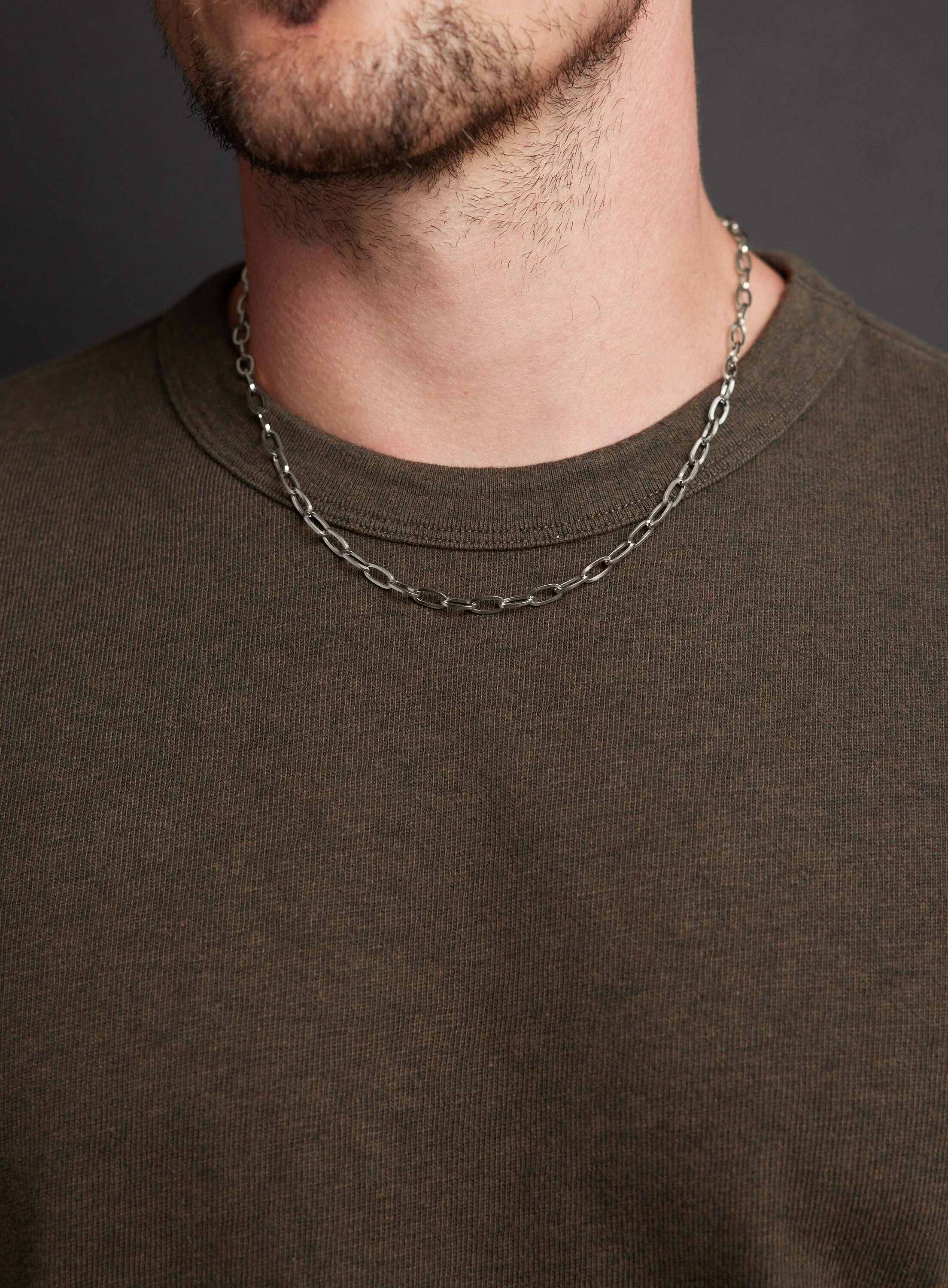 Waterproof Silver 5.5mm Thick Oval Cable Chain Necklace