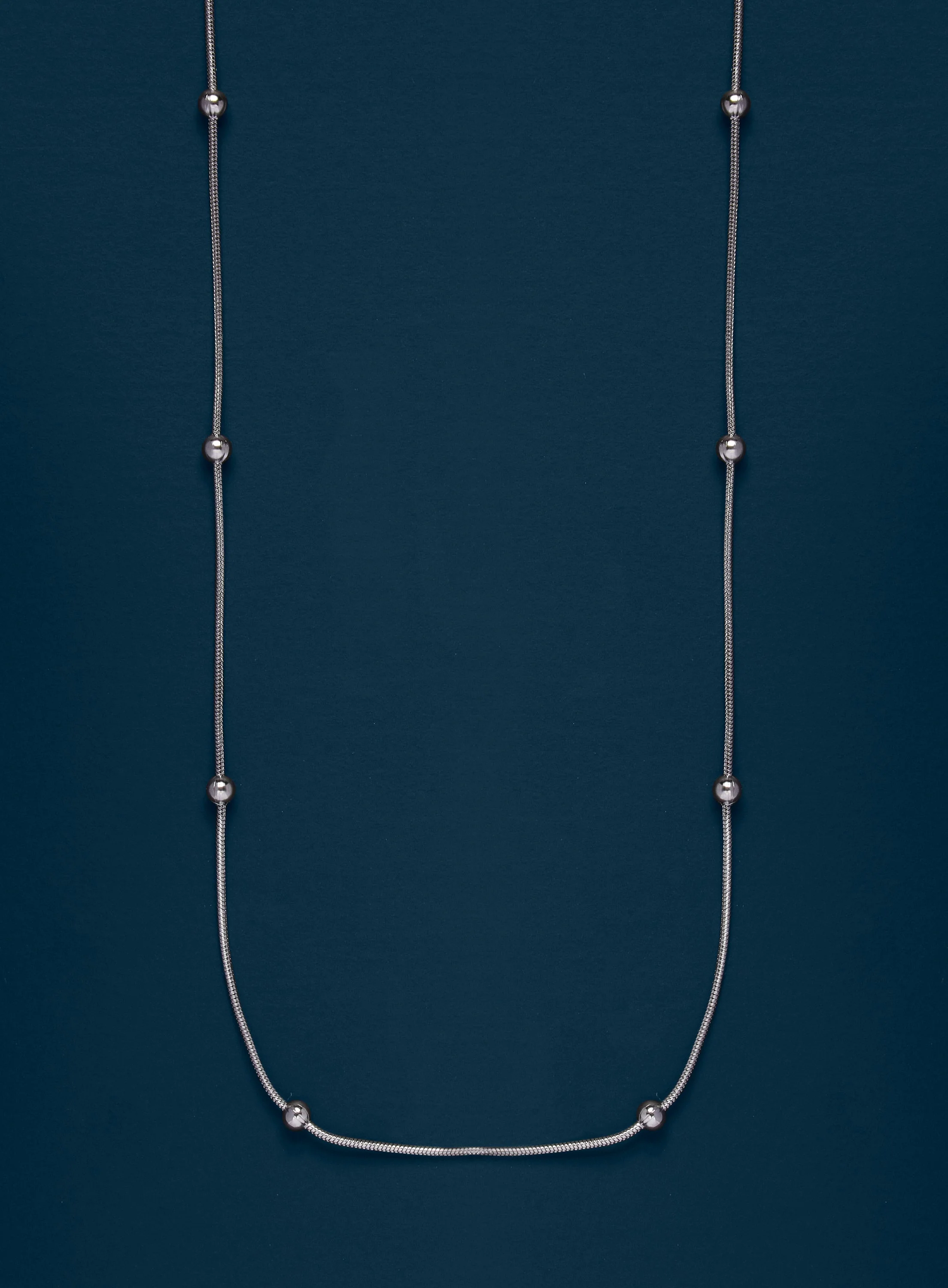 Waterproof Silver Stainless Steel Minimalist Satellite Chain Necklace - Image 2
