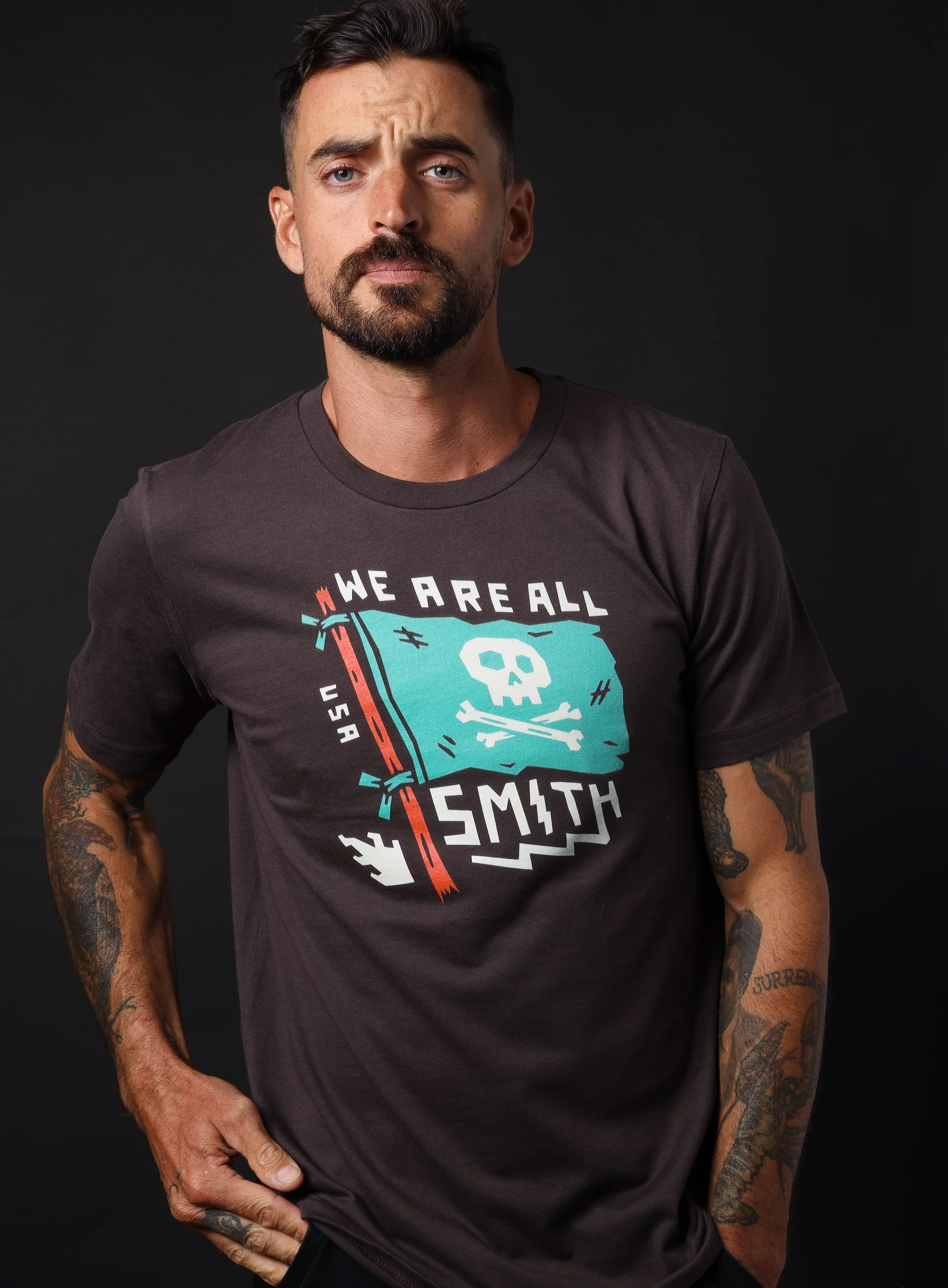 Brown We Are All Smith Banner Short Sleeve Unisex t-shirt - Image 4
