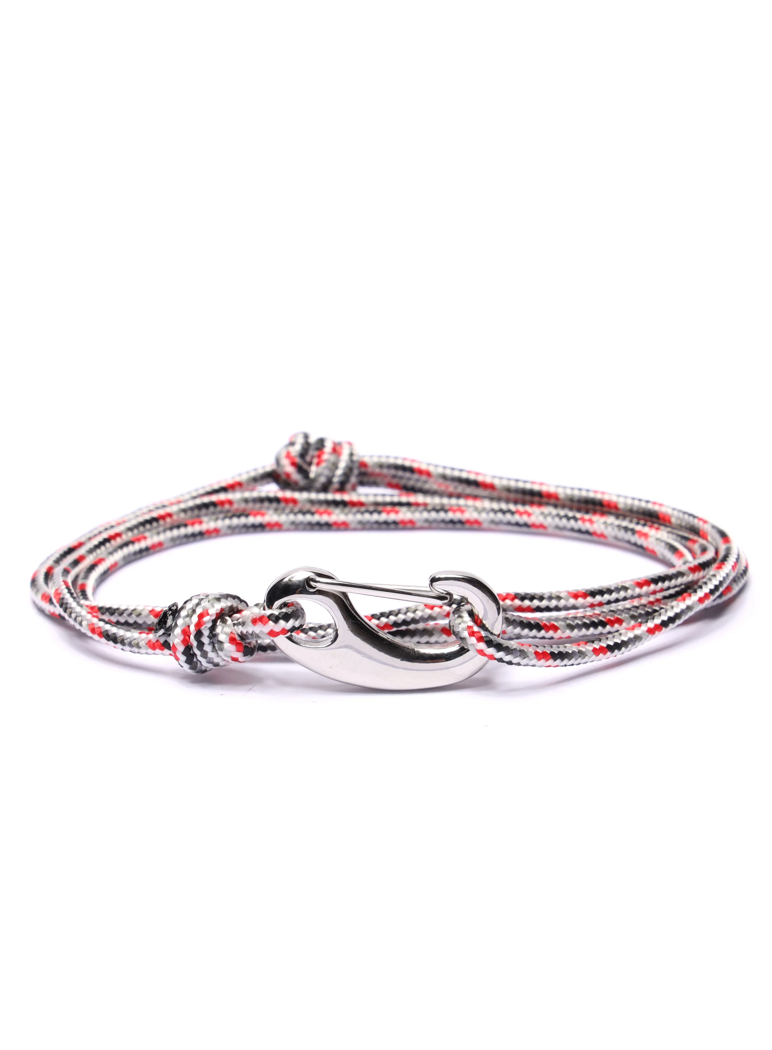 White + Gray Tactical Cord Bracelet for Men (Silver Clasp - 24S)