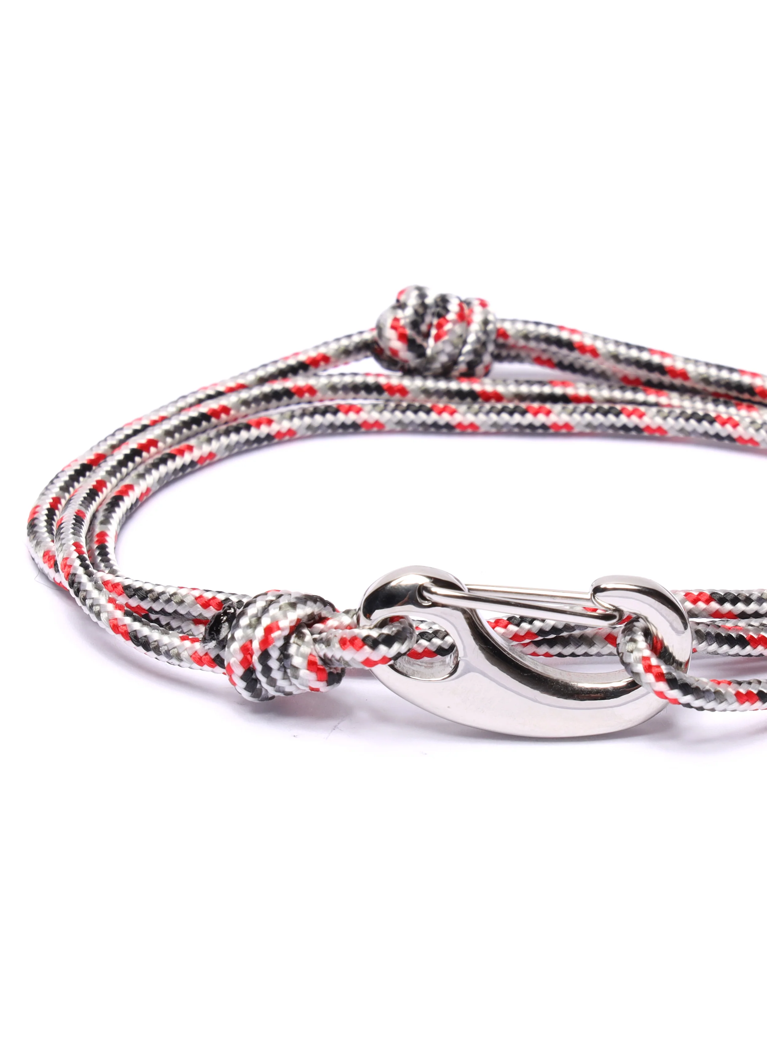 White + Gray Tactical Cord Bracelet for Men (Silver Clasp - 24S) - Image 3