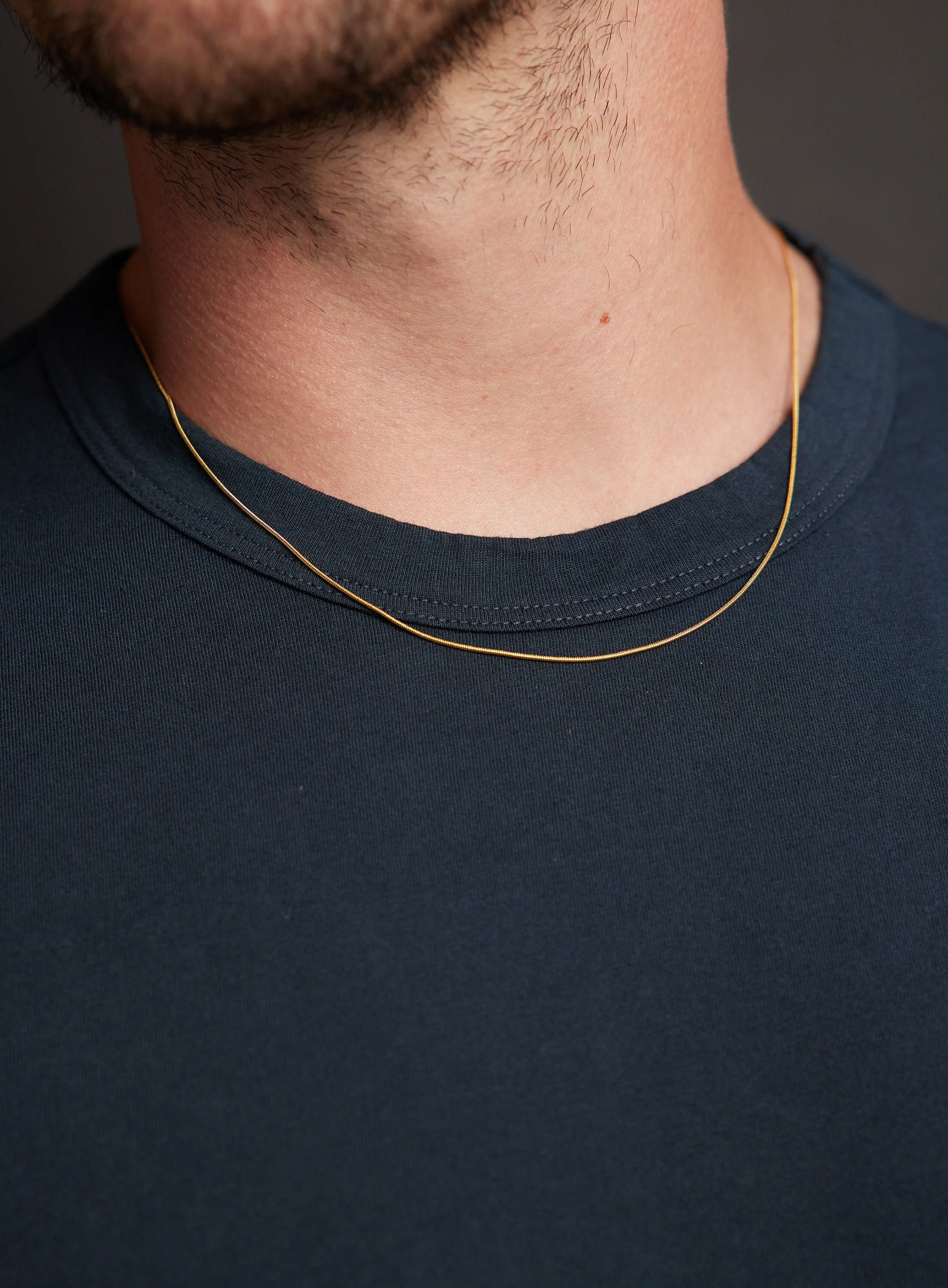 Gold Men's Necklace 1mm Snake Chain Necklace for Men